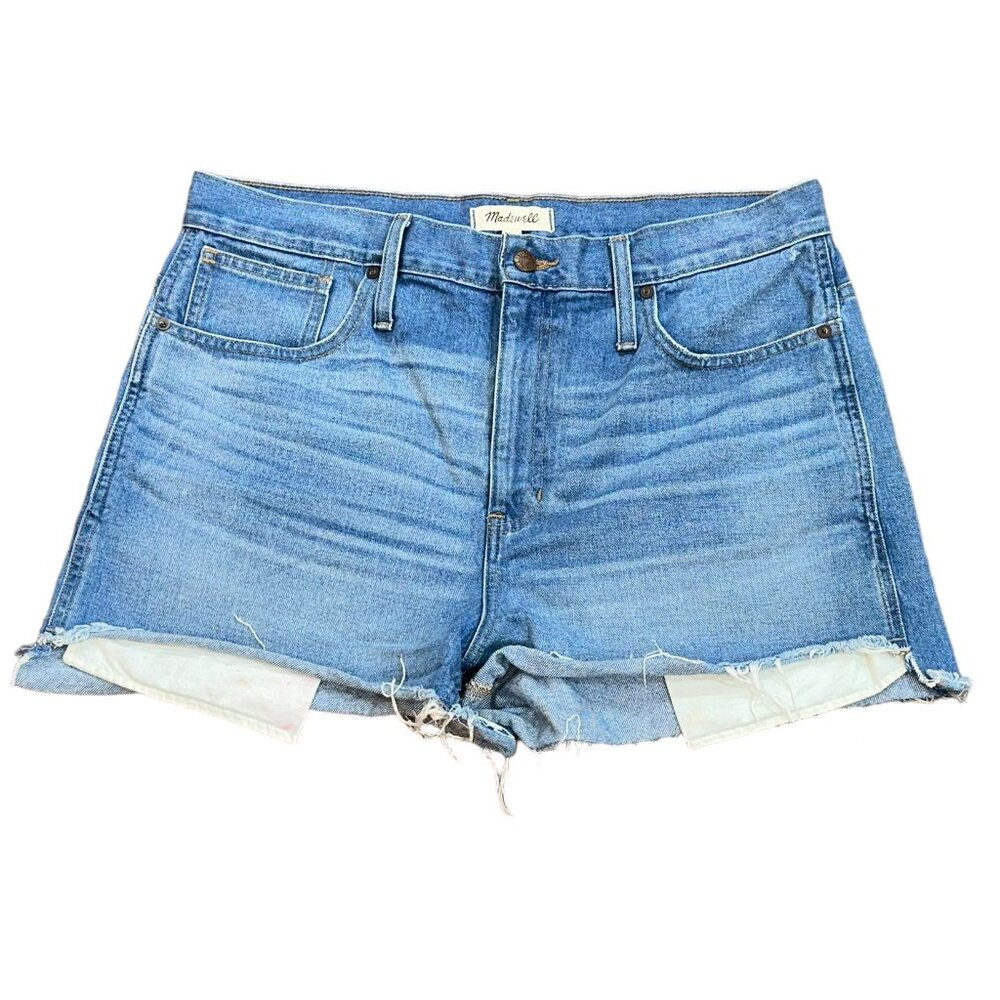 Madewell High‎ Rise Light Wash Cut Off Denim Shorts Style# J2522 Cotton Size 32
